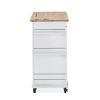 Julien Kitchen Trolley on Wheels Natural Tabletop+White