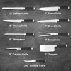 Premium Stainless Steel Knife Set; 9-Pack Professional Kitchen Knife Combo in Carrying Case