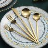 Gold Silverware Set 40 Pieces; Stainless Steel Flatware Set; Titanium Gold Plating Cutlery Set Utensil Sets Service for 8