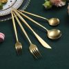 Gold Silverware Set 40 Pieces; Stainless Steel Flatware Set; Titanium Gold Plating Cutlery Set Utensil Sets Service for 8