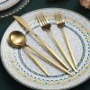 Gold Silverware Set 40 Pieces; Stainless Steel Flatware Set; Titanium Gold Plating Cutlery Set Utensil Sets Service for 8