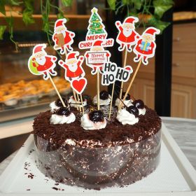 9 Piece Set Of Cartoon Santa Claus Cake Card Decoration (Option: Photo Color-Suit)