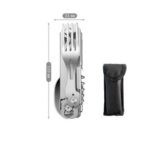 Outdoor Camping Multifunctional Folding Tableware (Option: Steel color)