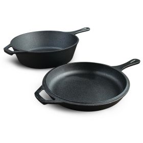 Household Non-stick Flat Pan With Single Handle (Color: Black)
