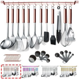 Kitchen Utensils Set 37 Pieces; Stainless Steel Cooking Utensils Set; Kitchen Gadgets Cookwarewith Hooks For Hanging Kitchen Tool Set (Color: Rose Gold)