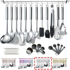 Kitchen Utensils Set 37 Pieces; Stainless Steel Cooking Utensils Set; Kitchen Gadgets Cookwarewith Hooks For Hanging Kitchen Tool Set (Color: Silver)