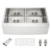 Lordear 33 Inch Farmhouse Sink 16 Gauge Kitchen Sink Apron Front Double Bowl 50/50 Stainless Steel Sink