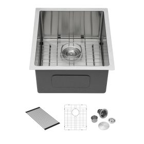 Lordear 32 Inch Undermount Kitchen Sink Single Bowl 16 Gauge Stainless Steel Sink (size: 17)