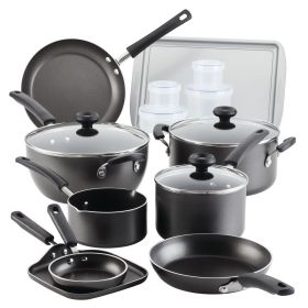 20 Pc Easy Clean Aluminum Nonstick Cookware Pots and Pans Set (Color: Gray)