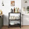 Kitchen Microwave Cart; 3-Tier Kitchen Utility Cart Vintage Rolling Bakers Rack with 5 Hooks for Living Room Decoration