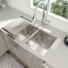 Lordear 33 Inch Farmhouse Sink 16 Gauge Kitchen Sink Apron Front Double Bowl 50/50 Stainless Steel Sink